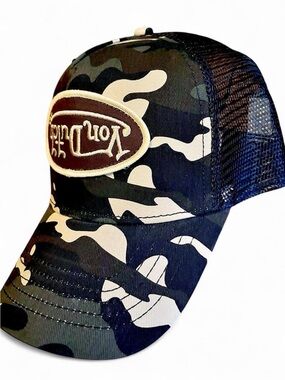 Von Dutch Camouflage Trucker Hat in Black, White, Olive
